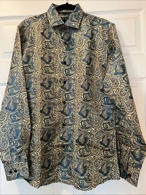NWT Barry Wang Men's Paisley Button-Up Shirt